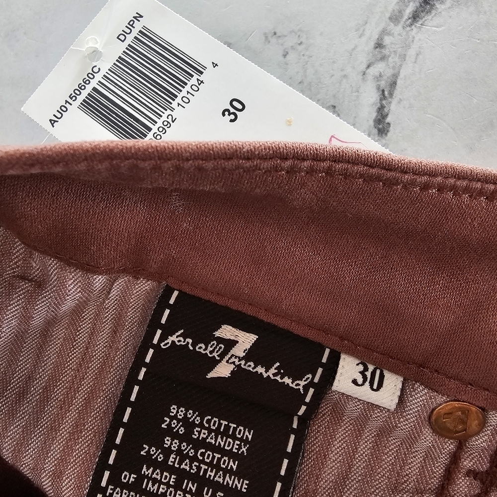7 For All Mankind High Rise Burnt Orange Waxed Skinny Jeans 30 NWT - Picture 8 of 8